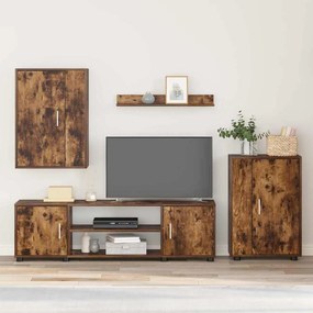vidaXL Conjunto de Gabinete para TV de 4 Peças 4 pcs Carvalho Defumado