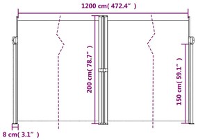 Toldo lateral retrátil 200x1200 cm antracite