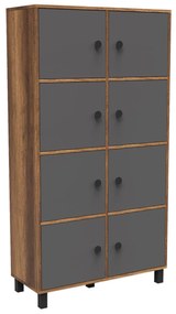 Armário Multiuso MN06 – Nogueira e Antracite – 96x179,4x40 cm