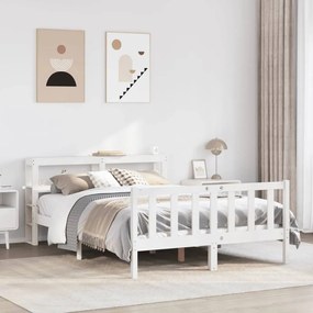 Cama sem colchão 140x190 cm madeira de pinho maciça branco