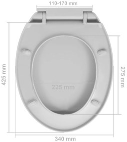 Tampo de sanita oval com fecho suave cinzento-claro