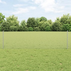 Cerca de Arame Soldado com 5 Postes U Prata 0.6x10 m Aço