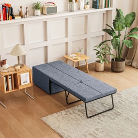 Cama Dobrável "Açores" com Capa de Proteção - Cinza - 180x68 cm - Meta