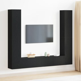 Conjunto de Armário para TV vidaXL 6 Peças Carvalho Preto Madeira Enge