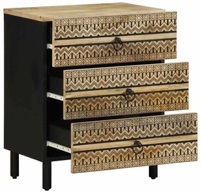 Mesa cabeceira 50x33x62cm madeira mangueira áspera maciça preto