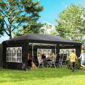 Tenda dobrável tipo pop-up - tenda para eventos - 3 x 6 m, com 3 lados desmontáveis, preta