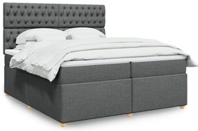 Cama com molas/colchão 200x200 cm tecido cinzento-escuro