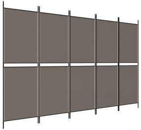 Divisória de quarto com 5 painéis 250x180 cm tecido antracite