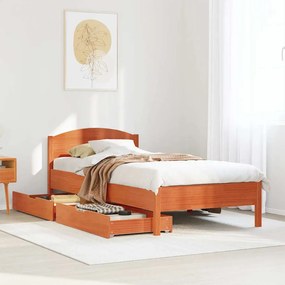 Cama sem colchão 100x200 cm pinho maciço castanho-mel