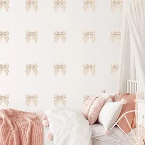 Papel de parede de design para o quarto das crianças - Laços em creme
