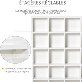Móvel multimédia com capacidade para 456 CDs/336 DVDs - estante de madeira com prateleiras ajustáveis, 89 x 130,5 cm, branco