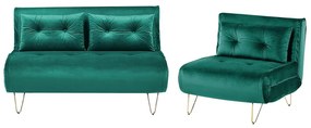 Conjunto de sofás-cama com 3 lugares em veludo verde escuro VESTFOLD Beliani