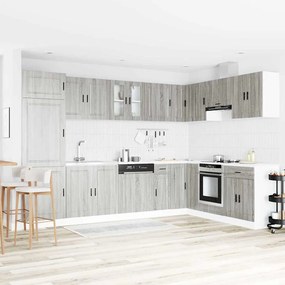 Armário de Freguês vidaXL "Porto" com Pia Cinza Sonoma 80x46x84,5 cm Madeira Engenharia