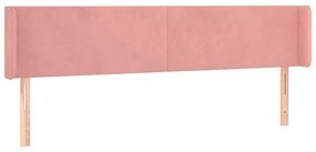 Cabeceira de cama c/ luzes LED veludo 203x16x78/88 cm rosa