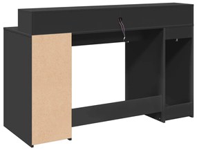 Secretária c/ luzes LED 140x55x91 cm derivados de madeira preto
