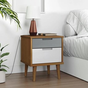vidaXL Mesa de cabeceira MOLDE 40x35x48 cm pinho maciço castanho