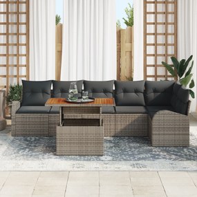 Conjunto de Sofás de Jardim VidaXL 7 Peças com Almofadas Cinza Polirat