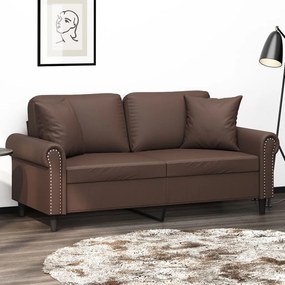 vidaXL Sofá 2 lug. c/ almofadas/almofadões 140cm couro artif. castanho