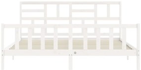 Cama sem colchão 200x200 cm madeira de pinho maciça branco
