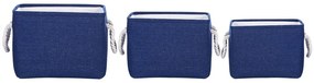 Conjunto de 3 cestos em tecido de poliéster azul marinho e branco DARQAB Beliani
