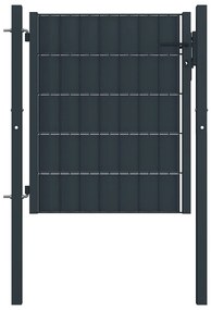 vidaXL Portão de cerca 100x81 cm PVC e aço antracite