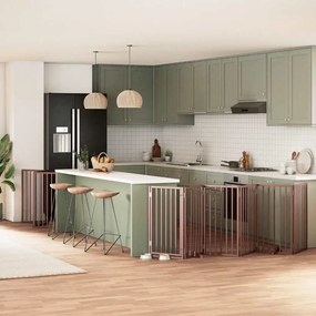 vidaXL Portão cães c/ porta dobrável 12 painéis 600 cm álamo castanho