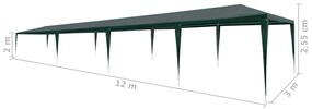 Tenda para festas 3x12 m PE verde