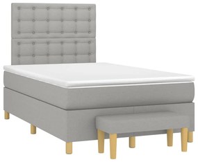 vidaXL Cama boxspring com colchão 120x190 cm tecido cinzento-claro