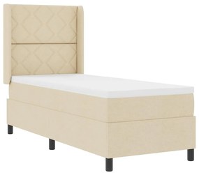 vidaXL Cama com Estrado e Colchão Creme 80x200 cm Tecido