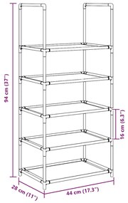 Sapateira 5 camadas 44x28x94 cm tecido não tecido preto