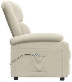 Poltrona de massagens reclinável veludo cor creme