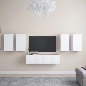 6 pcs conjunto de móveis de TV contraplacado branco