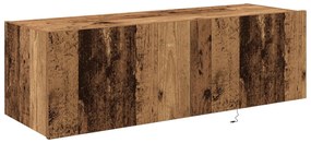 Cabinet de TV vidaXL com Luzes LED Madeira Velha 100x35x31 cm