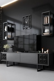 Unidade TV Black Line – Antracite e Preto – TV Stand: 180x30x48 cm
