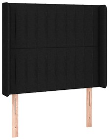 Cabeceira de cama c/ luzes LED tecido 103x16x118/128 cm preto