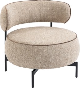 Poltrona de Sala com Assento Rotativo Revestida em Tecido Linho Assento Amplo Acolchoado Espesso Pés de Metal Bege