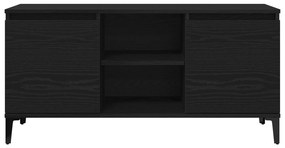 Armário de TV vidaXL Preto Carvalho 102x35x50 cm de Madeira de Engenha