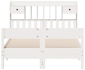 Cama com estante sem colchão 160x200 cm pinho maciço branco
