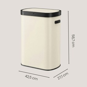 Caixote do lixo com sensor, caixote do lixo automático de 50 L, tampa com fecho suave creme