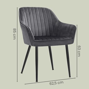 Conjunto de 2 cadeiras de sala de jantar (MESA NÃO INCLUIDA) 85 x 63 x 62,5 cm cinzentas