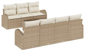 Conjunto de Sofás de Jardim vidaXL com Almofadas Bege Rattan Poliéster