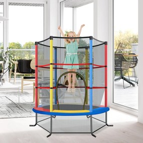 Trampolim para crianças 165 cm com rede de segurança e almofada de mola recreativa Estrutura em aço Multicolorido