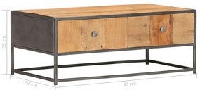 Mesa de centro 90x50x35 cm madeira recuperada maciça