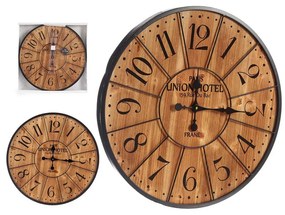Relógio de Parede Preto Catanho Escuro Metal Madeira (60 X 4,5 X 60 cm)