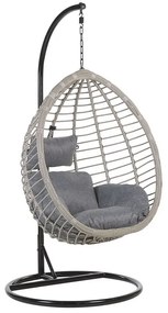 Cadeira suspensa com suporte em rattan cinzento TOLLO Beliani