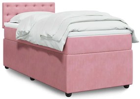 Cama com molas/colchão 90x200 cm veludo rosa