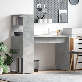 vidaXL Secretária com Armazenamento Cinzento de Concreto 113x54x120 cm Madeira Engenharia