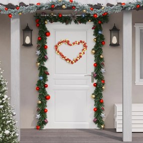 vidaXL Grinalda de Natal c/ bolas 175 cm poliestireno vermelho/dourado