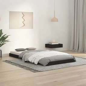 vidaXL Estrutura de cama de solteiro 90x190 cm pinho maciço preto