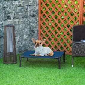 Cama para Animais de Estimação Cama Elevada para Cães Gatos Portátil Tecido Transpirável para Exterior Interior 64x46x18cm Azul